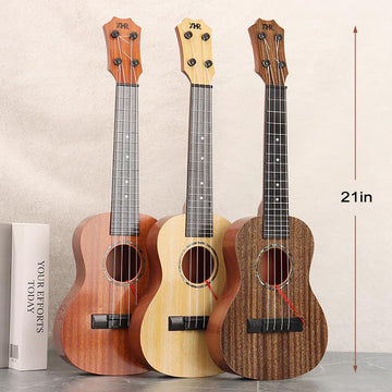 Raimy 21" Kids Ukulele Guitar - Brown, 4 Strings, Plastic, Model 190A-B, Educational Musical Toy for Toddlers, Boys & Girls