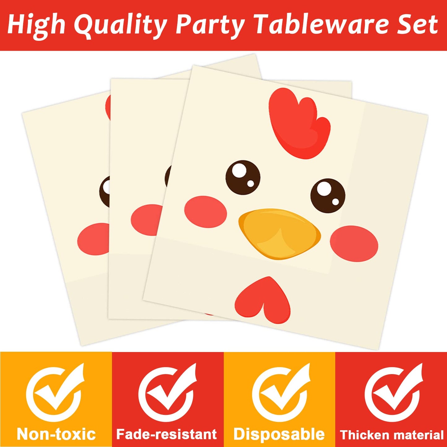 Gisgfim 96 Pcs Chicken Birthday Party Supplies Paper Plates Napkins Chicken Themed Party Birthday Decorations Favors For Kids Se