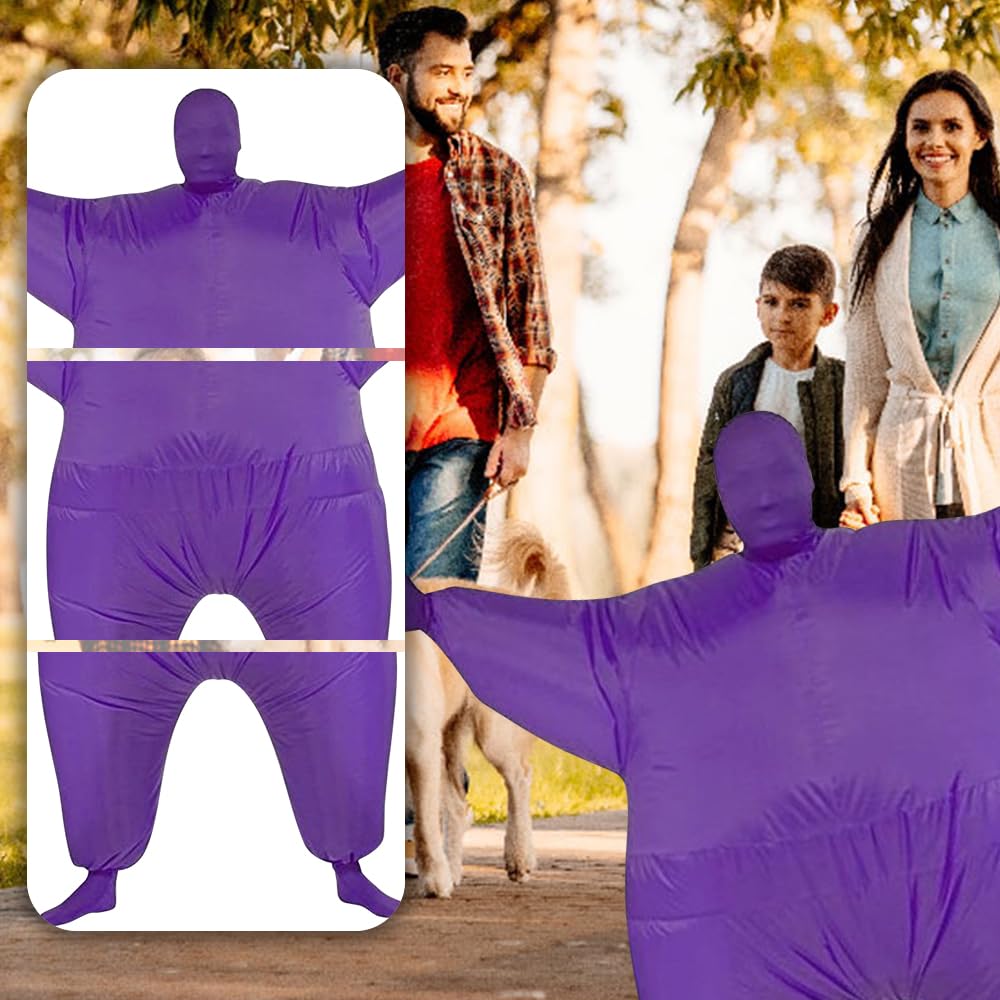Qshine Inflatable Full Body Jumpsuit Cosplay Costume Halloween Funny Fat Suit Fancy Dress Blow Up Party Toy (Purple)