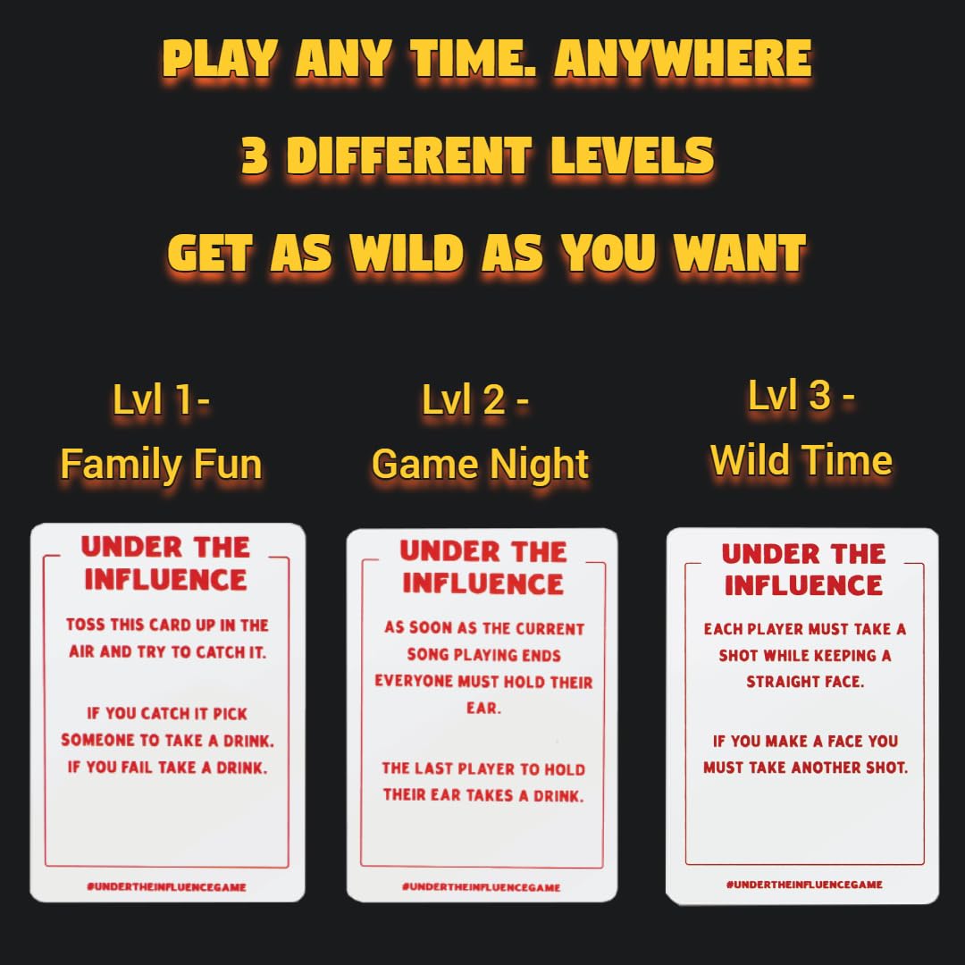 Under The Influence Fun Drinking Game For Your Next Pregame, Kickback, Or Game Night - 200 Cards Packed With Fun Challenges, Dar