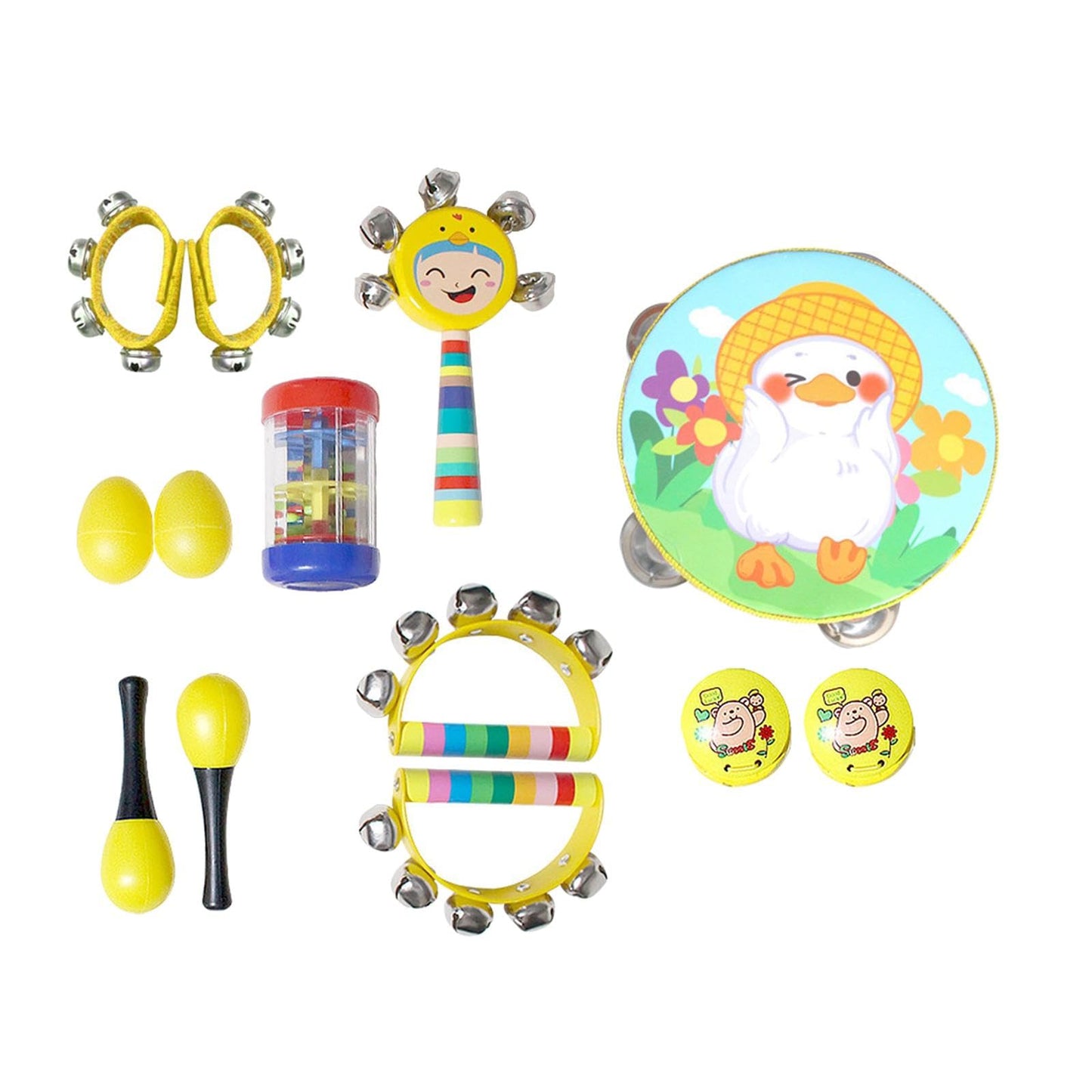 Ecomistiq13Pcs Montessori Percussion Instrument Wooden Music Sets For Babies Children Yellow|Toys & Hobbies|Educational|Music &
