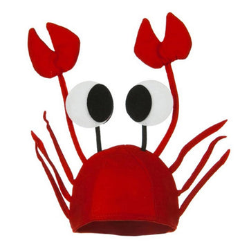 ZHHENIALY 3D Plush Crab Hat Set - Funny Novelty Animal Costume Headwear with Rubber Claws and Cloak for Unisex - Perfect for Par