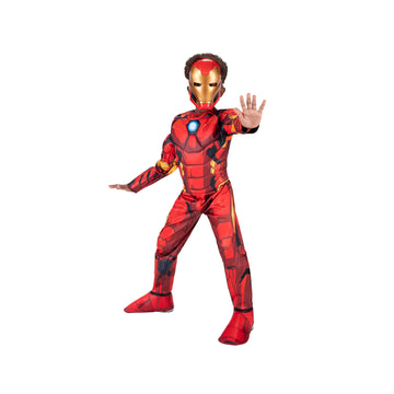 Marvel Iron Man Official Youth Halloween Costume - enhanced Quality Padded Jumpsuit with Plastic Mask (M) Red