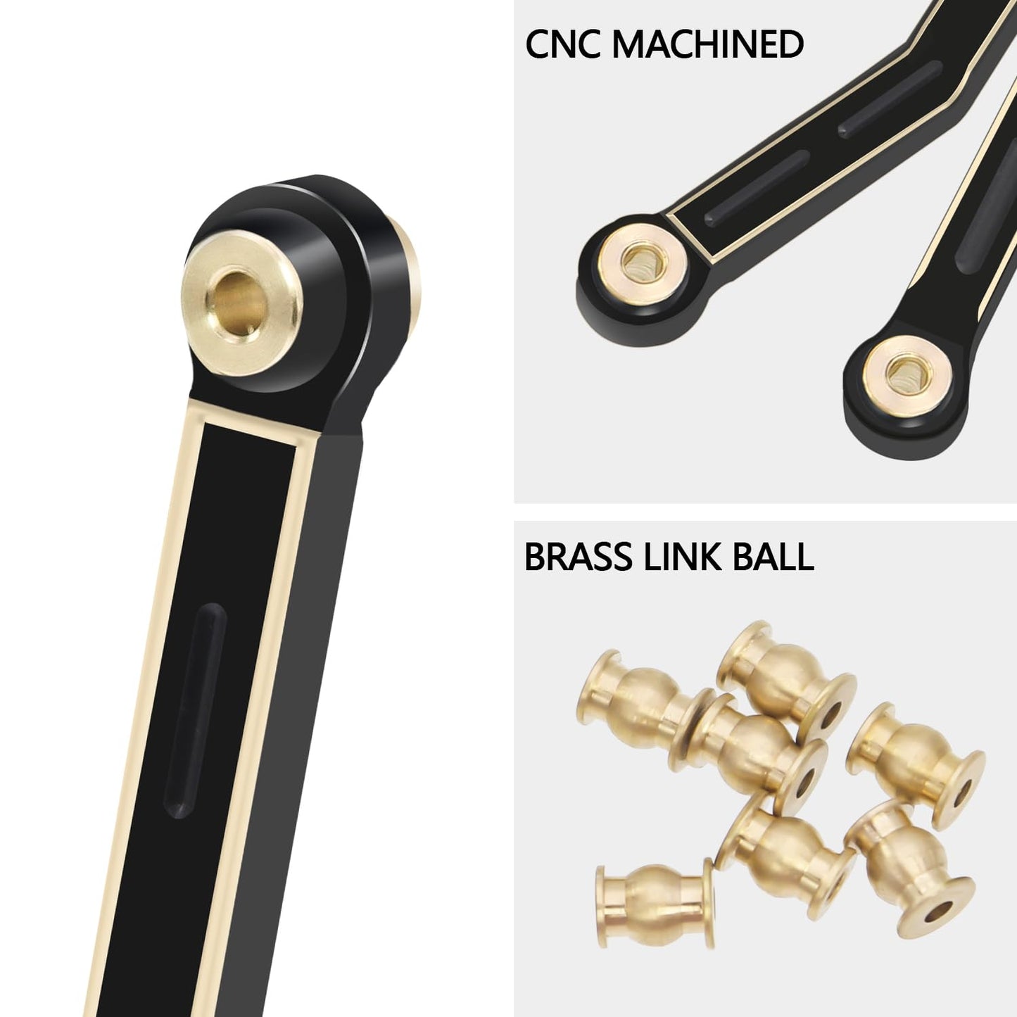 8PCS Black Coating Brass Links Rod Linkage Set for Axial AX24 XC-1 1/24 RC Crawler Car Upgrade Parts