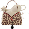 Wl Ss-Wl-20908, Sleepy White Kitty Cat On Leopard Print Pocketbook Display Figurine