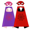 Mizzuco Superhero Capes For Kids Cloak With Mask Halloween Costumes And Party Dress Up 2Pcs(Purple+Red