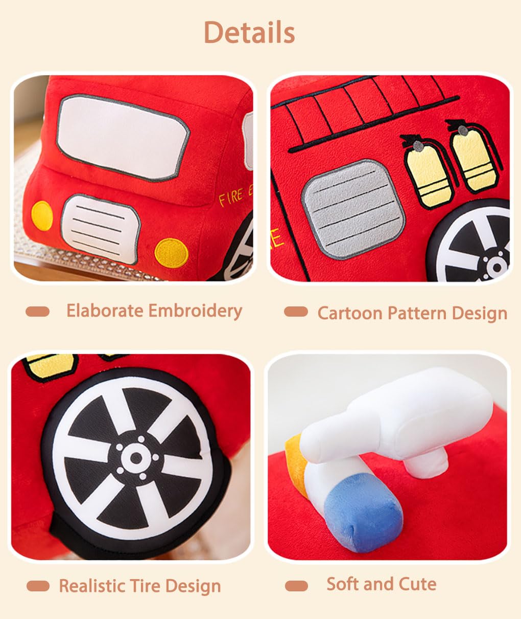 Baboli Soft Fire Engine Stuffed Special Vehicle Plush Fire Truck Cuddly Rescue Vehicle Toy Sweet Gifts For Kids Present For Birt