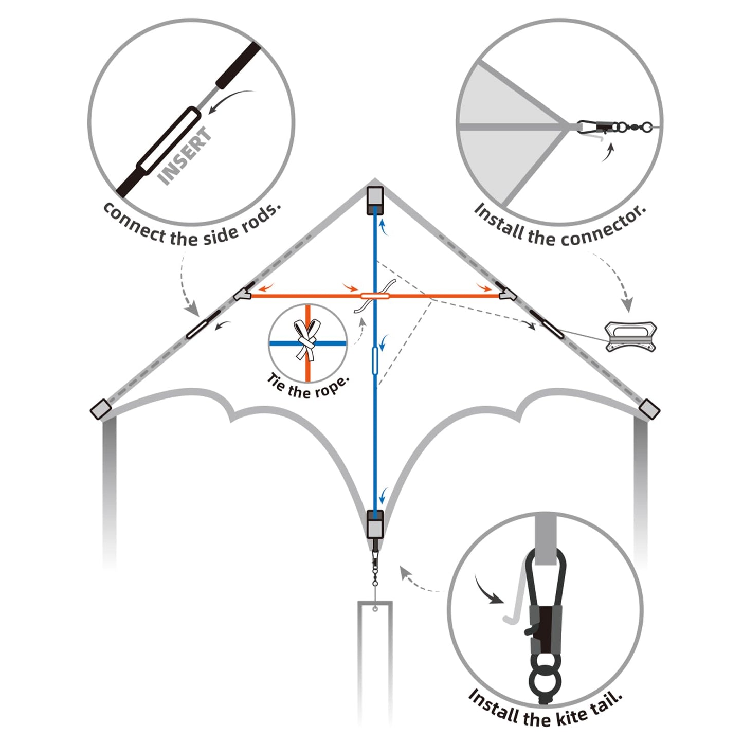 Sgftre Blue Large Delta Kites Flying Toys Easy To Fly