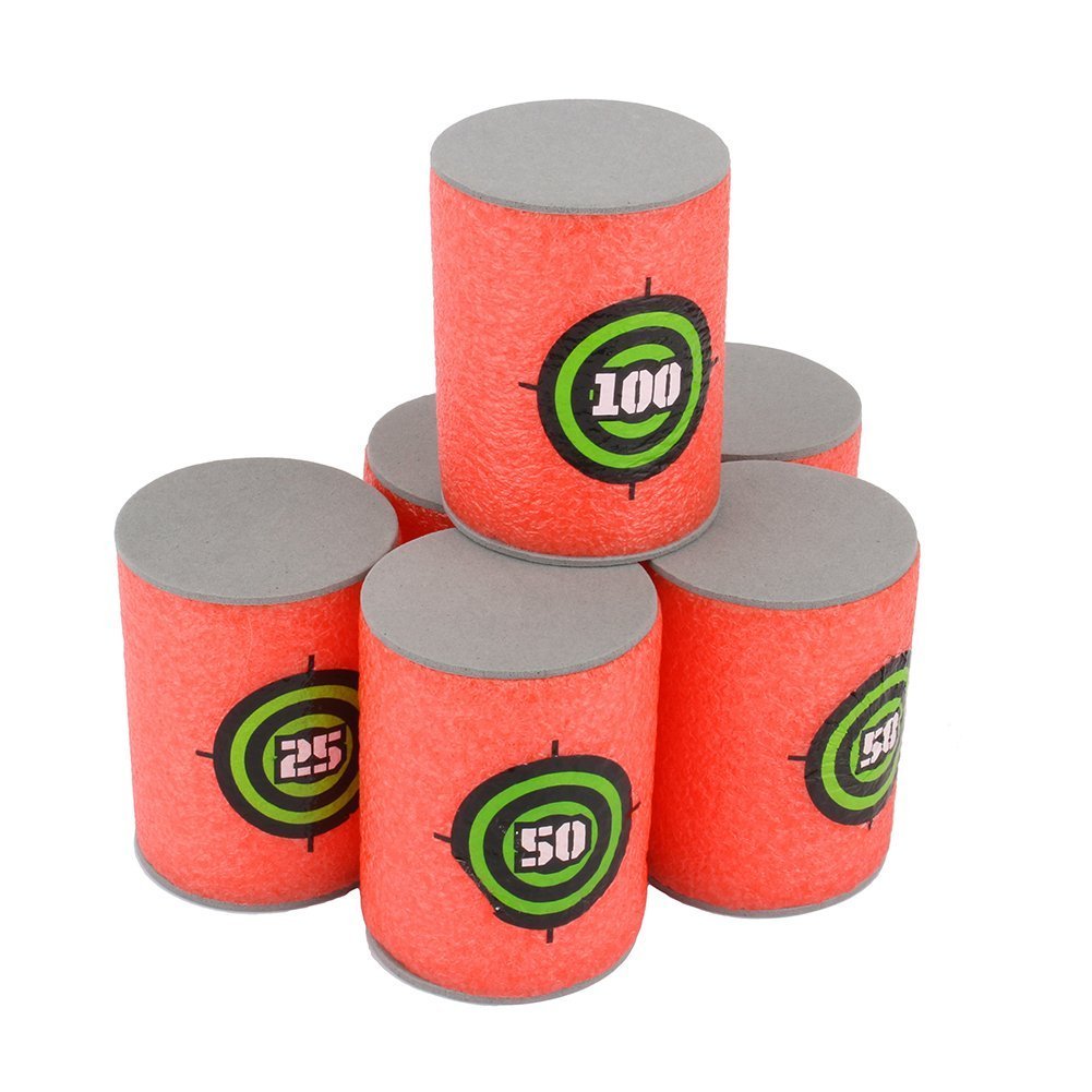 Ekind 6 Pcs Foam Can Target, Soft Bullet Target,Dart Target Game Compatible For Nerf Elite Series Blasters Kids Toy