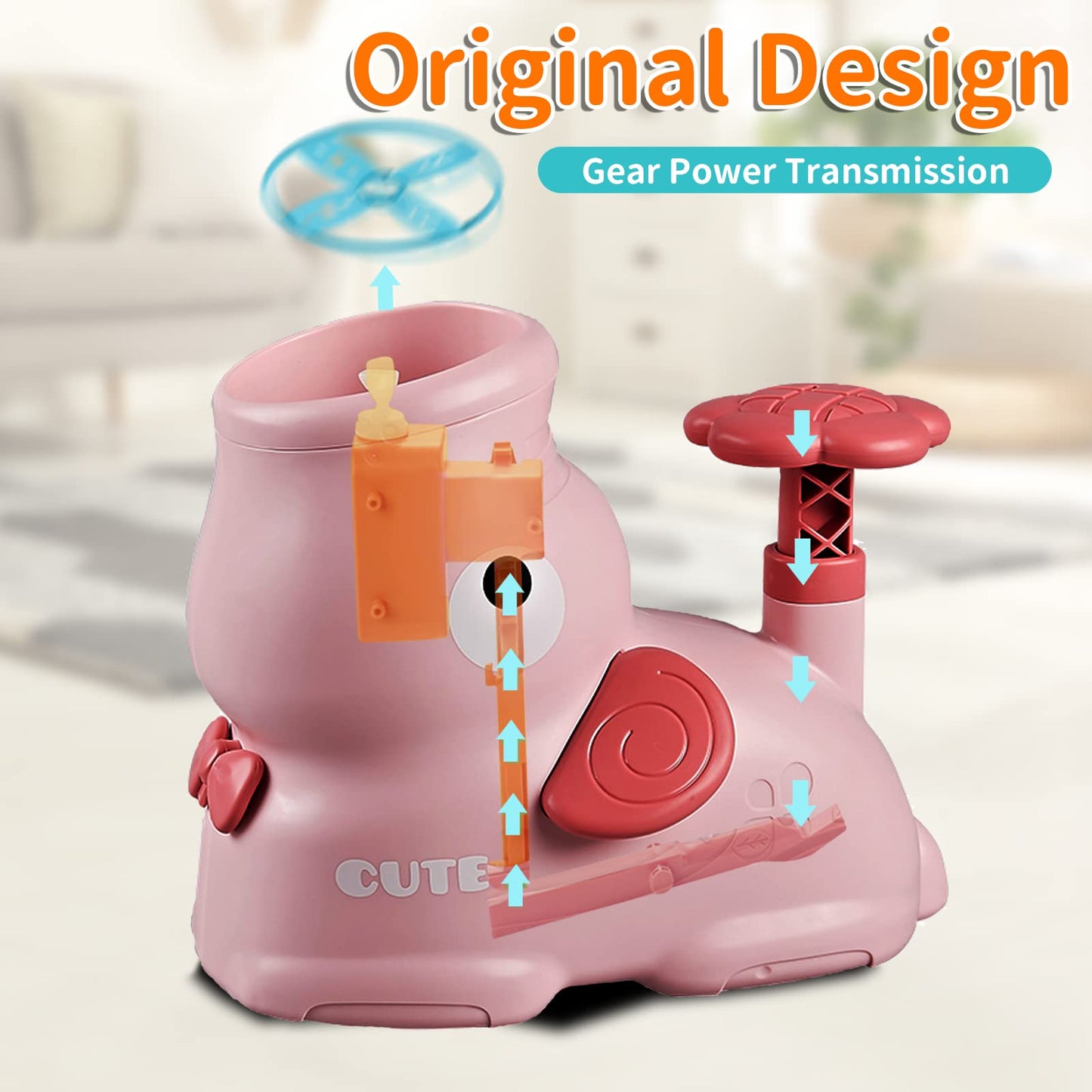 Kuthsic Outdoor Toys For Kids Ages 4-8, Flying Disc Launcher Toy For Kids With 8 Flying Discs 2 Net Pockets Kids Outside Toys For 4 5 6 7 8 Years Old Kids Toys For Birthday Christmas New Year(Pink)