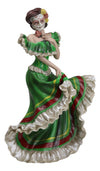 Ebros Gift Dia De Los Muertos Sugar Skull Green Gown Skeleton Ceremonial Dancer Figurine Day Of The Dead Vivas Calacas Traditional Folklore Mexico Latin Cultural Sculpture