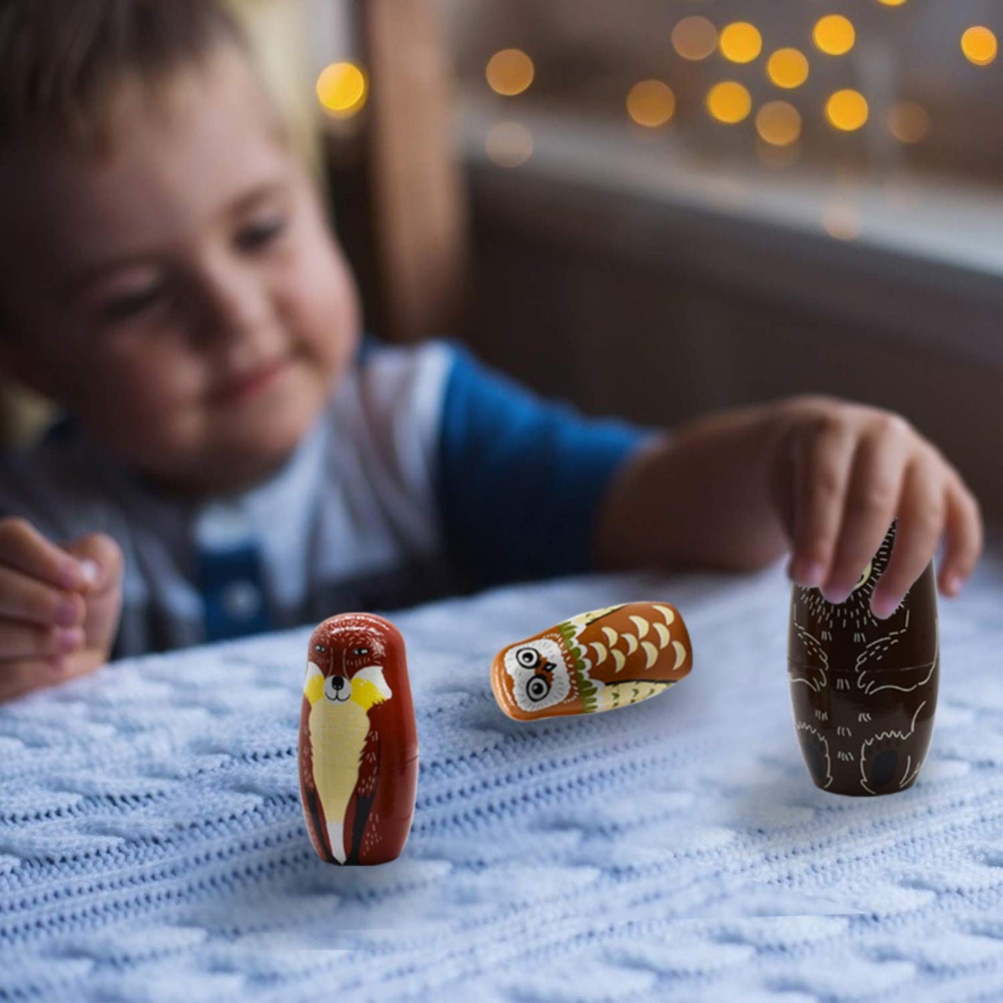 HYCLES Nesting Dolls Russian Matryoshka Wood Stacking Nested Set for Kids Handmade Toys for Children Kids Christmas Birthday Dec