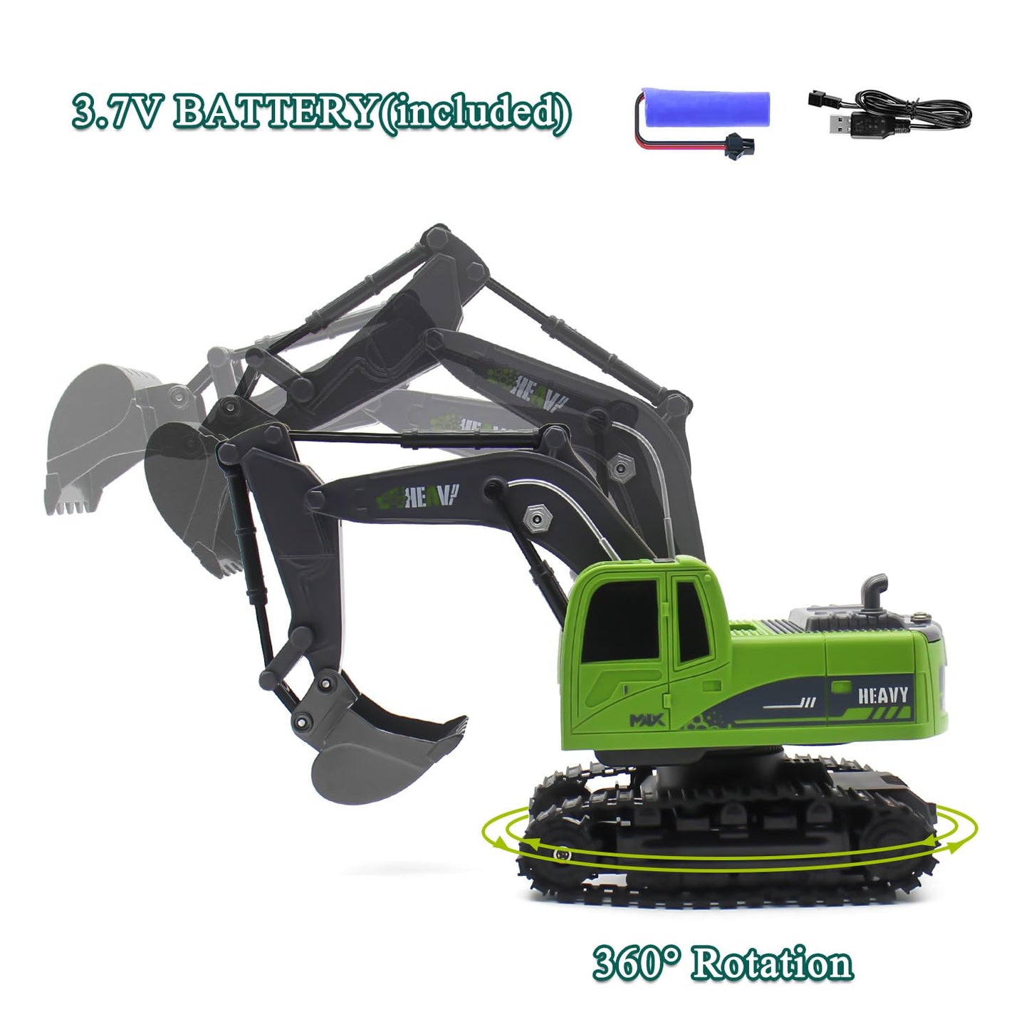 Fistone RC Semi Truck & Excavator Toy Set, 1:12 RC Semi-Trailer Truck with Sound and Lights, 2.4Ghz Remote Control Flatbed Truck