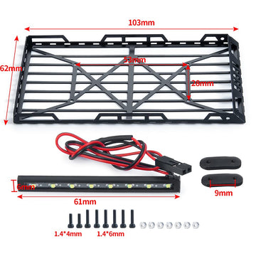 1/24Th Rc Roof Rack Luggage Carrier With 8Led Light Bar For Axial Scx24 Axi00002 Jlu Crc 1:24 Rc Crawler Car