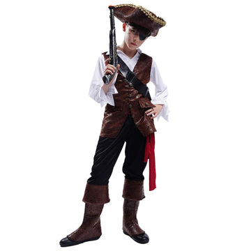 Pgond Boys Deluxe Pirate Costume With Hat (M/7-9Y)