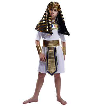 Pgond Egyptian Pharaoh Costume Kids Boys Role-Play Egypt King Outfit (10-12 Years)