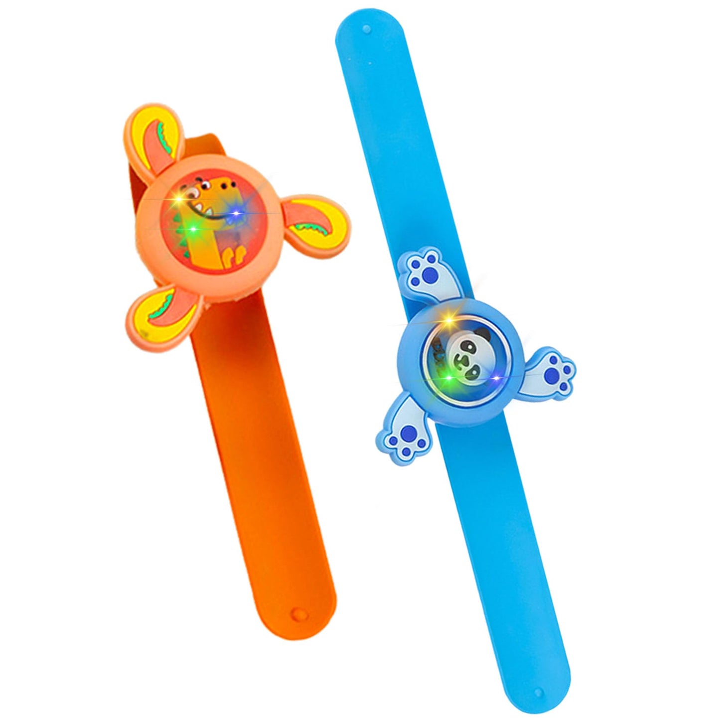Funblast Light For Kids - Set Of 2 Pcs Kids Wrist Band For Boys And Girls Spinning Slap Band Cute Bracelet Wrist Bands With Led