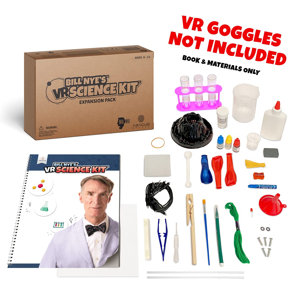 Abacus Brands Bill Nye'S Vr Science Kit - Virtual Reality Kids Science Kit, Book And Interactive Stem Learning Activity Set (Materials & Book Only - Goggles Sold Separately)
