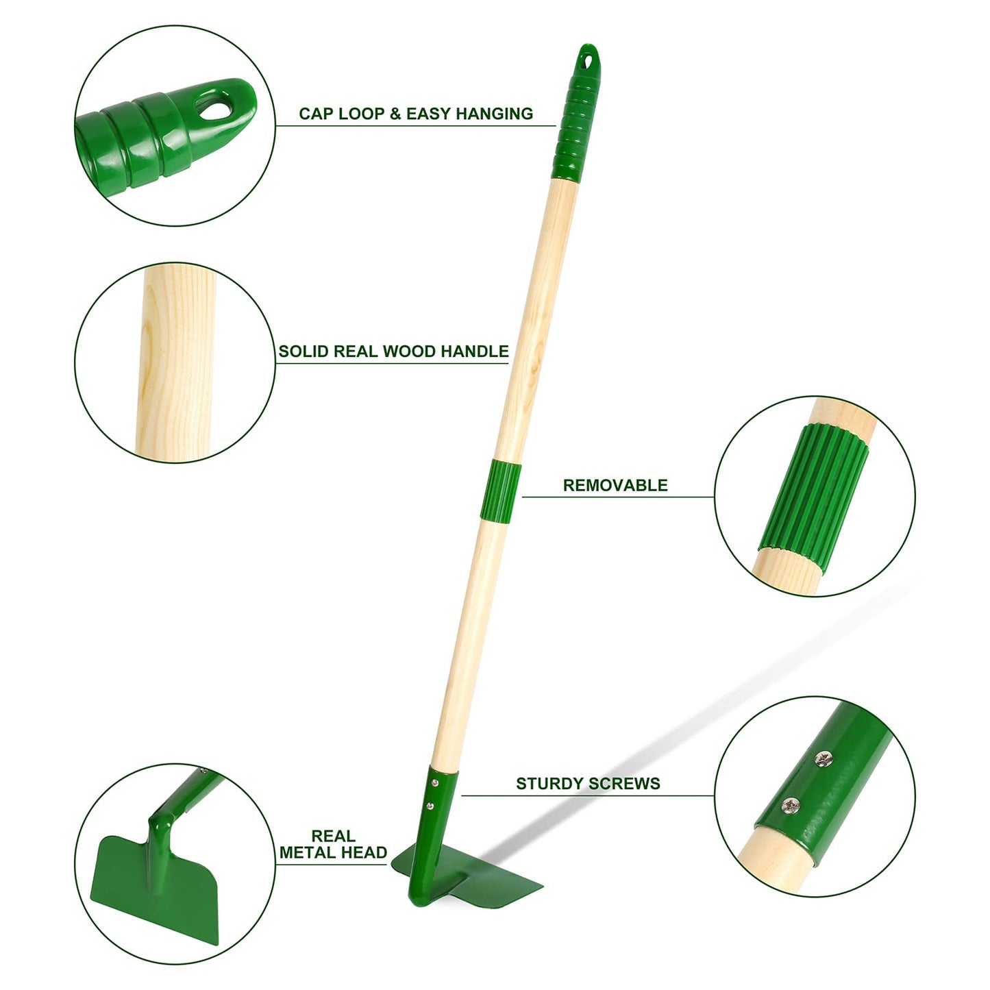 Duckura Kids Gardening Tools Set - 7Pcs Garden Tool For Kids With Shovel, Rake, Hoe, Leaf Rake, Outdoor Summer Yard Lawn Digging