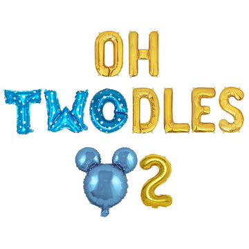 Oh Twodles Birthday Balloons, Blue Oh Twodles Balloon Birthday Banner Mickey Mouse Party Supplies Number 2 Balloon For 2Nd Secon