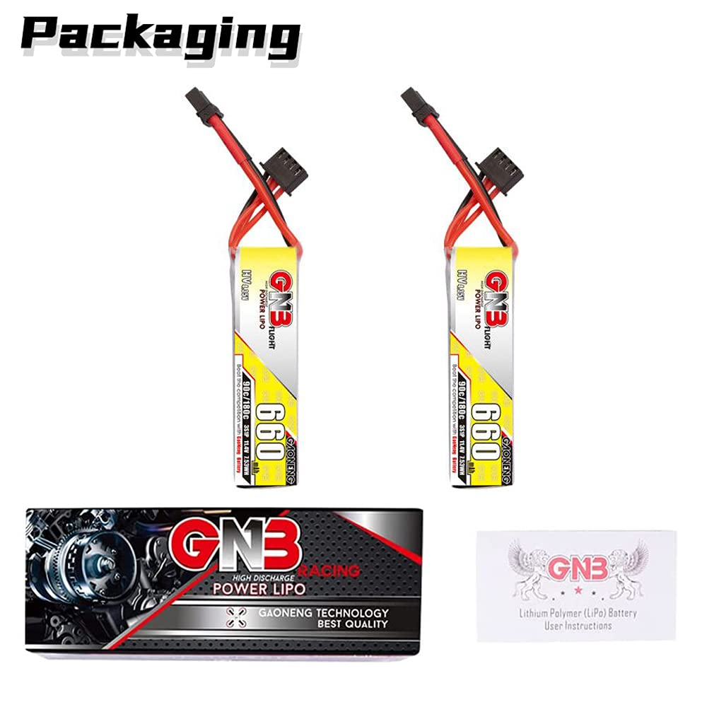 GAONENG 2pcs GNB 3S 11.4V HV 660mAh 650mAh 90C LiPo Battery XT30 Connector for 2.5 inch Toothpick Drone Quads Freestyle Drone DI