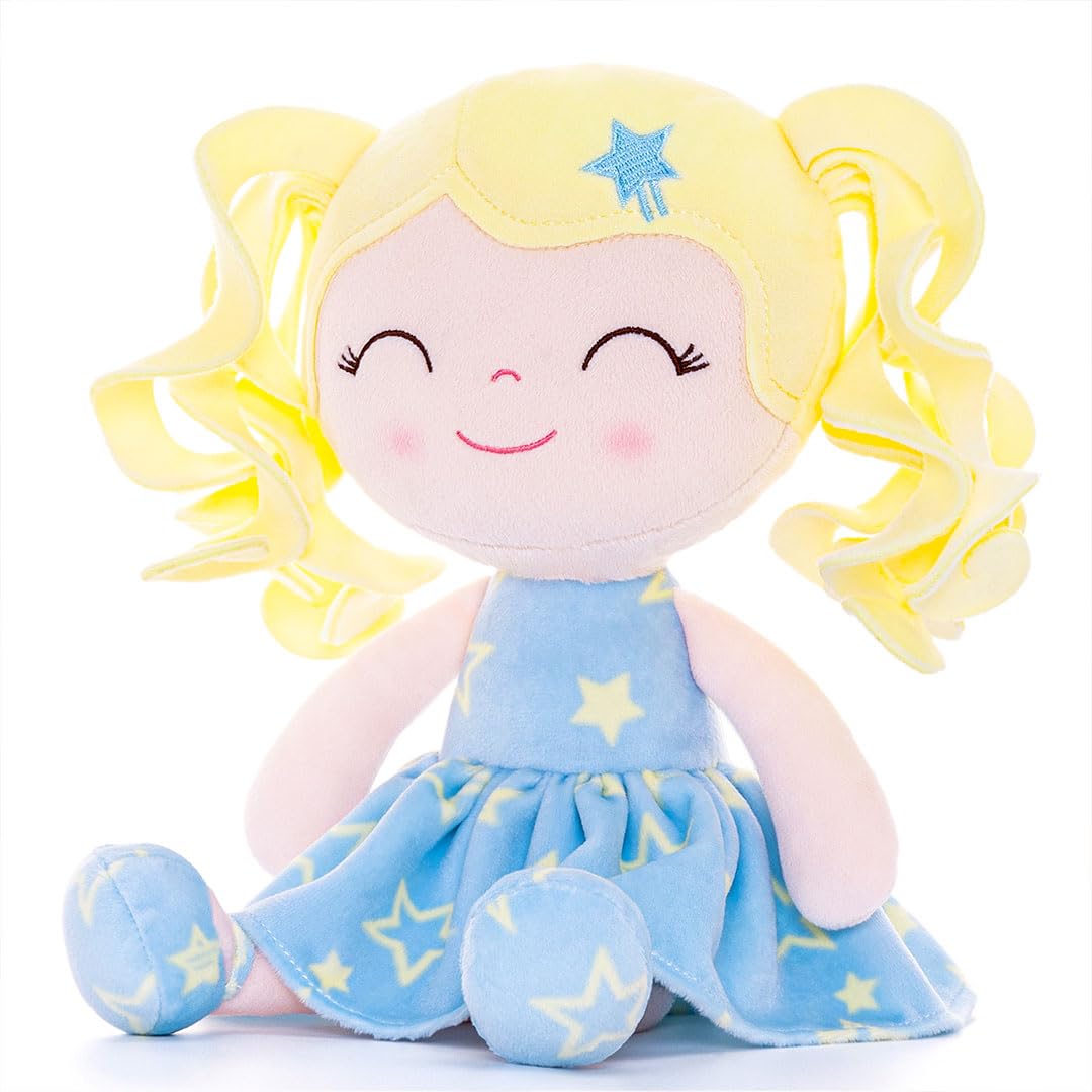 Gloveleya Baby Dolls Soft Snuggly First Baby Girl Gifts Soft Doll For Girls With Star Printed Blue Dress 12Inches Galaxy Series