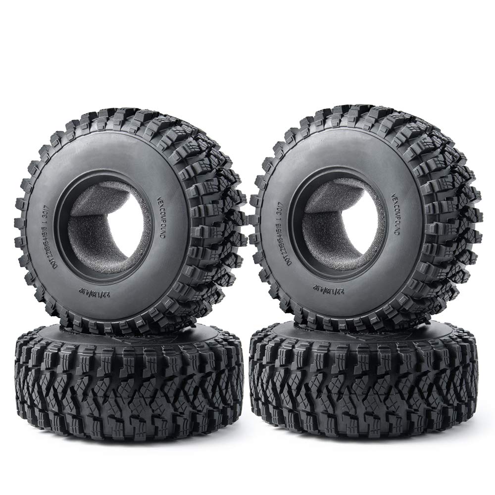 RCLIONS 4pcs 2.2inch 125mm RC Crawler Wheel Tyre Tires with Foam Insert for 1/10 RC Car Axial SCX10 Wraith RR10 TRX4