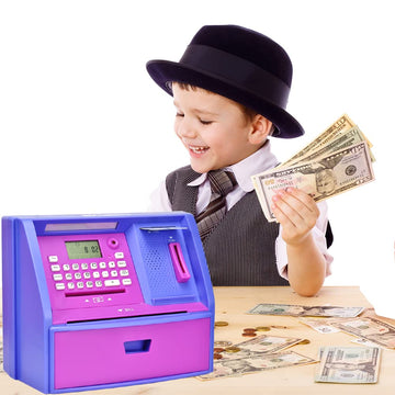 Talking Atm Savings Bank, Digital Piggy Bank, Atm Money Coins Machine For Kids Birthday Gift (Purple/Purple)