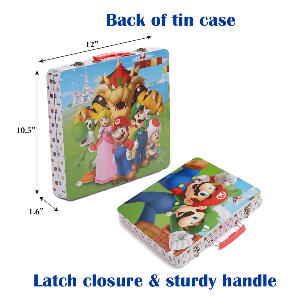 Innovative Designs Mario Brothers Super Mario Deluxe Activity Set With Carrying Tin, Coloring Sheets, Tattoos, Stickers, & Art Supplies
