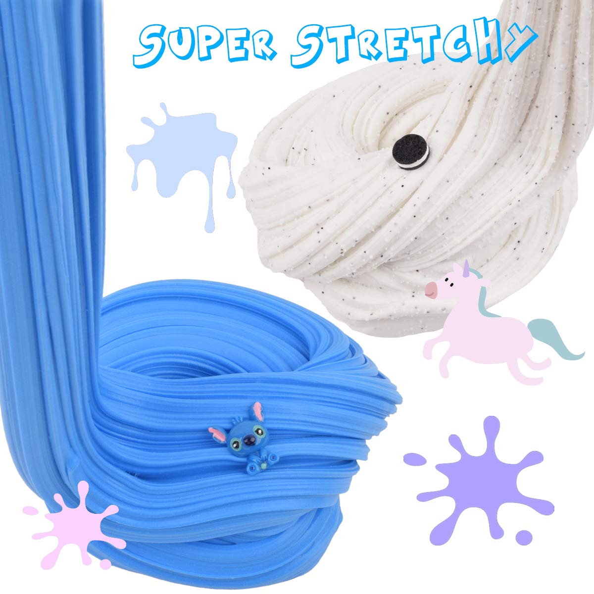 2 Pack Butter Slime Kit Soft Cotton Putty Diy Sludge Toys For Girls Boys Blue White Premade Butter Slime For Kids Party Favors(100Ml Each*2)