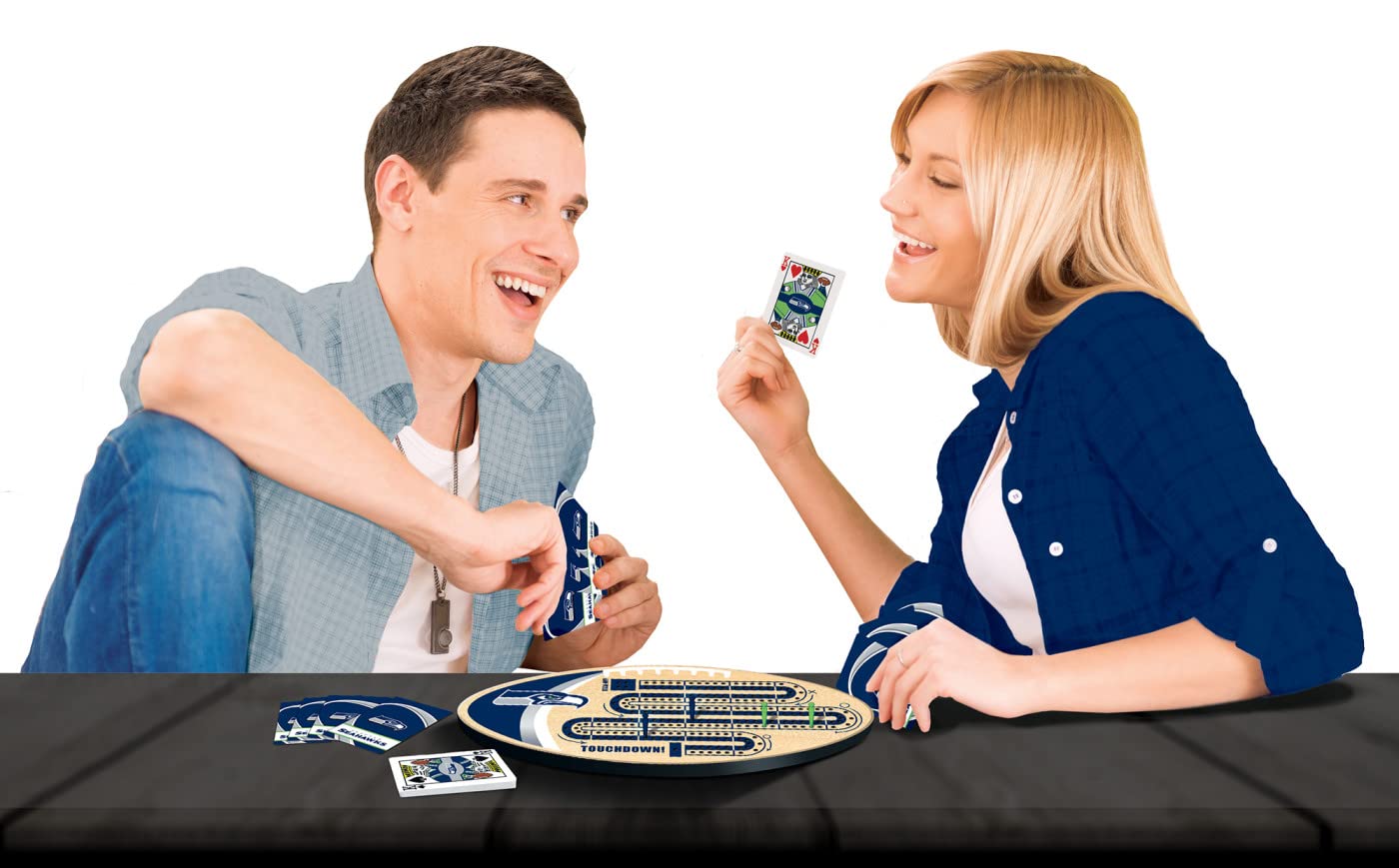MasterPieces NFL Seattle Seahawks Cribbage Game, 14" x 40", Officially Licensed Team Logo, Team Color, Model 41963