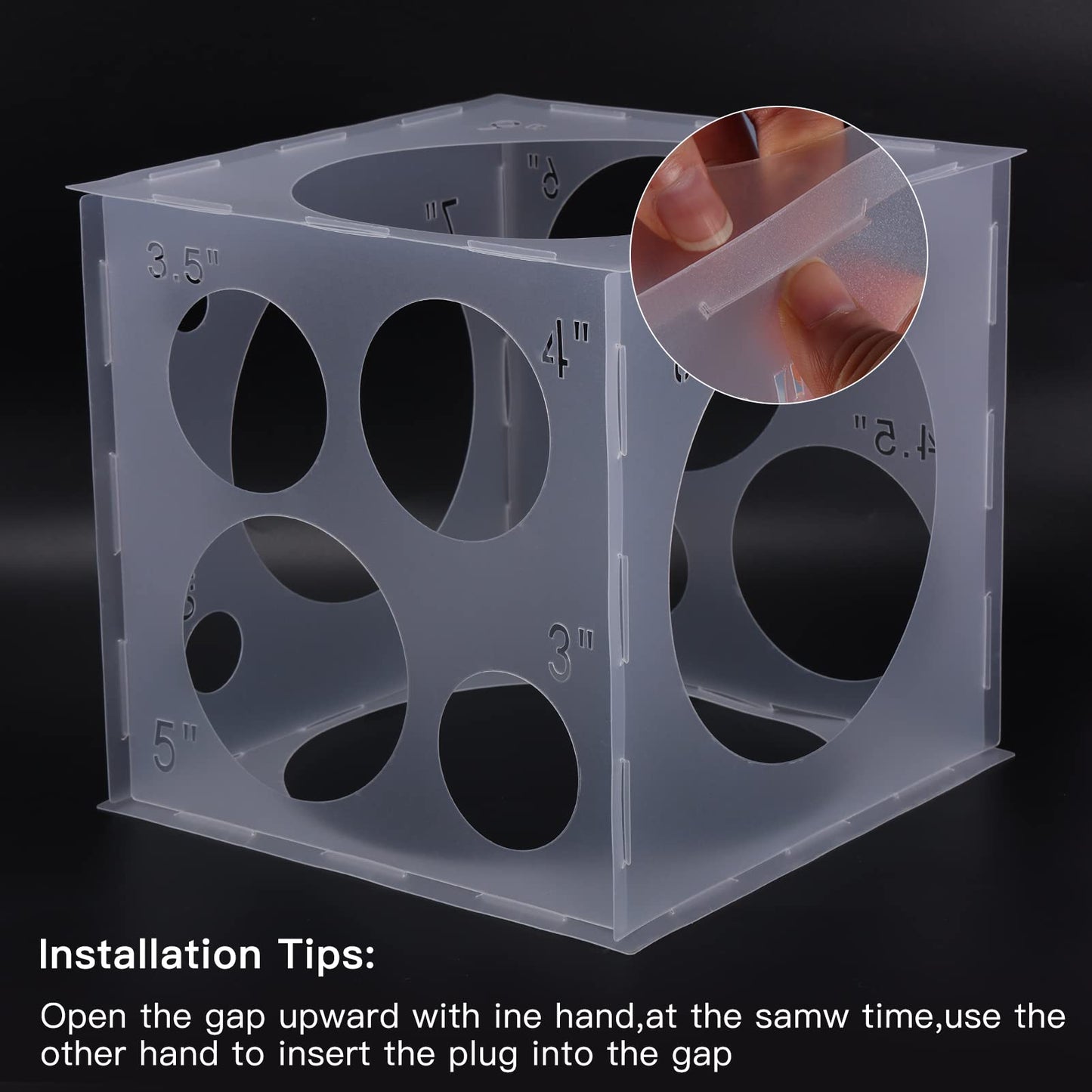 Auihiay 14 Holes Balloon Sizer Cube, Balloon Measurement Tool With Instructions, Balloon Sizr Tool For Balloon Arches, Balloon Column, Balloon Party Decoration (1-10 Inch)