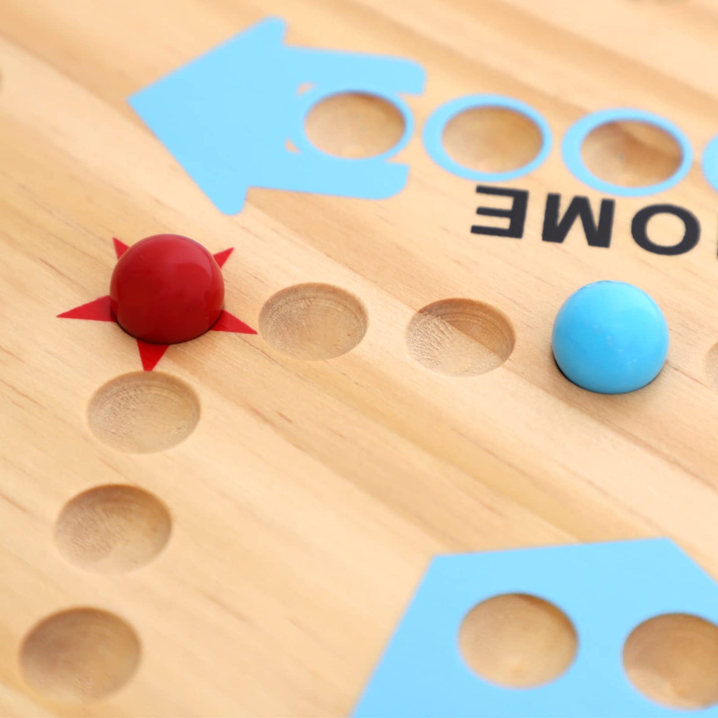 Medikaison Wahoo Board Game - Double Sided Painted Wooden Fast Track for 4-6 Players, 14.8 IN, Small Log, Includes 24 Marbles & 6 Dice