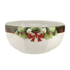 Spode Christmas Tree Tartan Octagonal Bowl - 9in Ceramic with 22 Carat Gold Accents, Red, Model 1698383
