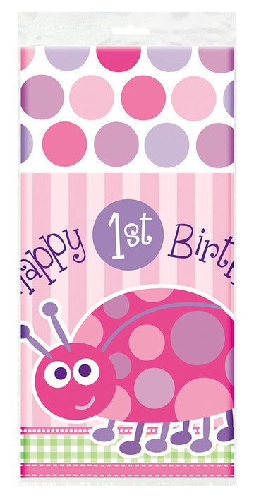 Ladybug 1st Birthday Plastic Tablecloth, 84 x 54