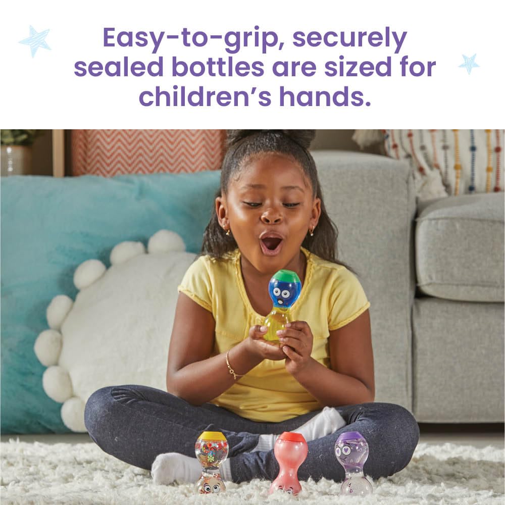 Hand2Mind Express Your Feelings Sensory Bottles- Secondary Emotions 2, Toddler Sensory Toys, Quiet Fidget Toys, Play Therapy Toy
