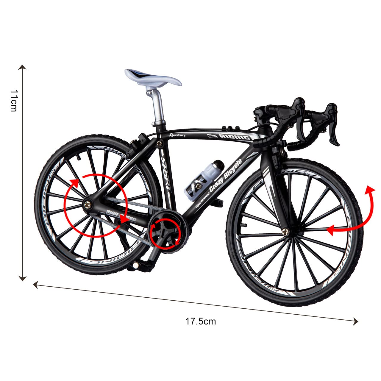 1:10 Scale Die-Cast Alloy Mini Mountain Bike Bicycle Model Toy Desktop Decoration Crafts For Cycling Lovers Bike Racers Athletes Children Boys And Girls (Black)