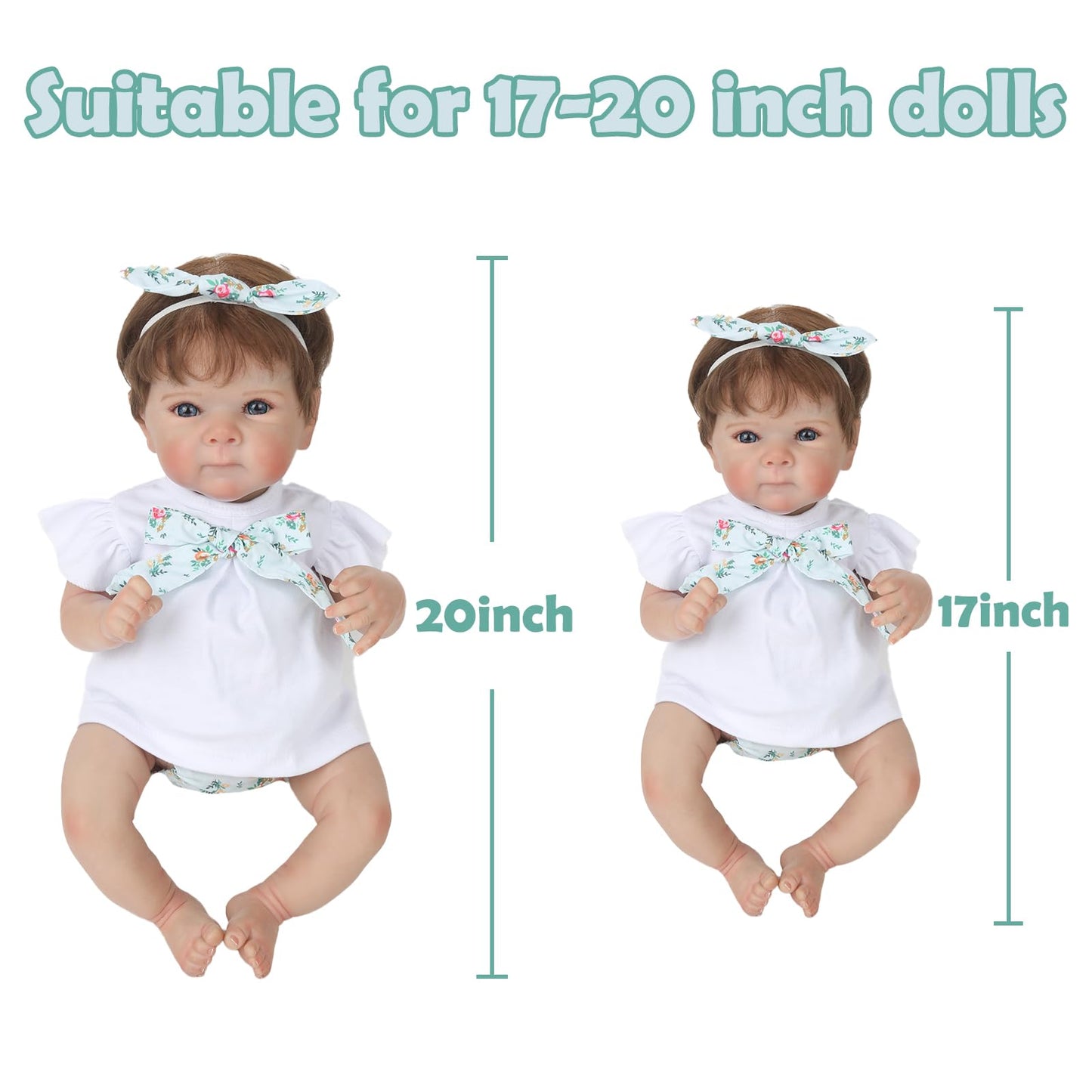 Wooroy Reborn Baby Doll Clothes 18 Inch For 17-19 Inch Reborn Doll Girl 2 Pack Pink&White Reborn Baby Dolls Outfits Reborn Baby Clothing Baby Sets