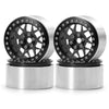 4Pcs 2.2'' Rc Aluminum Beadlock Wheels W/Hubs For 1/10 Rc Axial Wraith Rr10 Yeti Scx10 D90 Trx4 Cc01 (Black)
