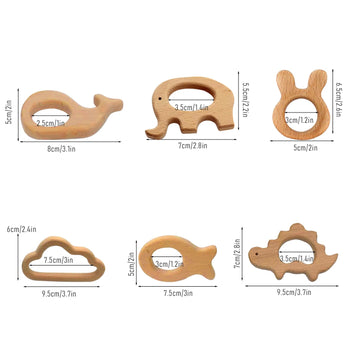 Osttrpo 12-Pcs Baby Teether Toys,Wooden Teethers For Babies - Wooden Animal Toys, Teething Rings, Toddler Chew Toys,Baby Teethin