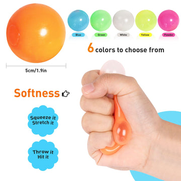 12 Pcs Ceiling Balls Glowing Sticky Balls, Stress Balls Glow In The Dark Toys, Luminous Stress Relieving Balls Fun Decompression