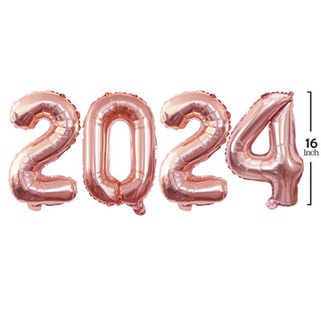 Goer 2025 Foil Number Balloons For 2025 New Year Eve Festival Party Supplies Graduation Decorations (Rose Gold,16 Inch)