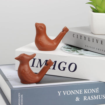 KVMORZE 2Pcs Bird Water Whistles, Funny Ceramic Water Whistles, Warbler Bird Whistles Noise Makers, Purple Clay Pottery Waterfow