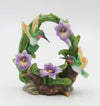Cosmos Gifts Fine Porcelain Double Hummingbirds With Purple Orchid Flowers Figurine