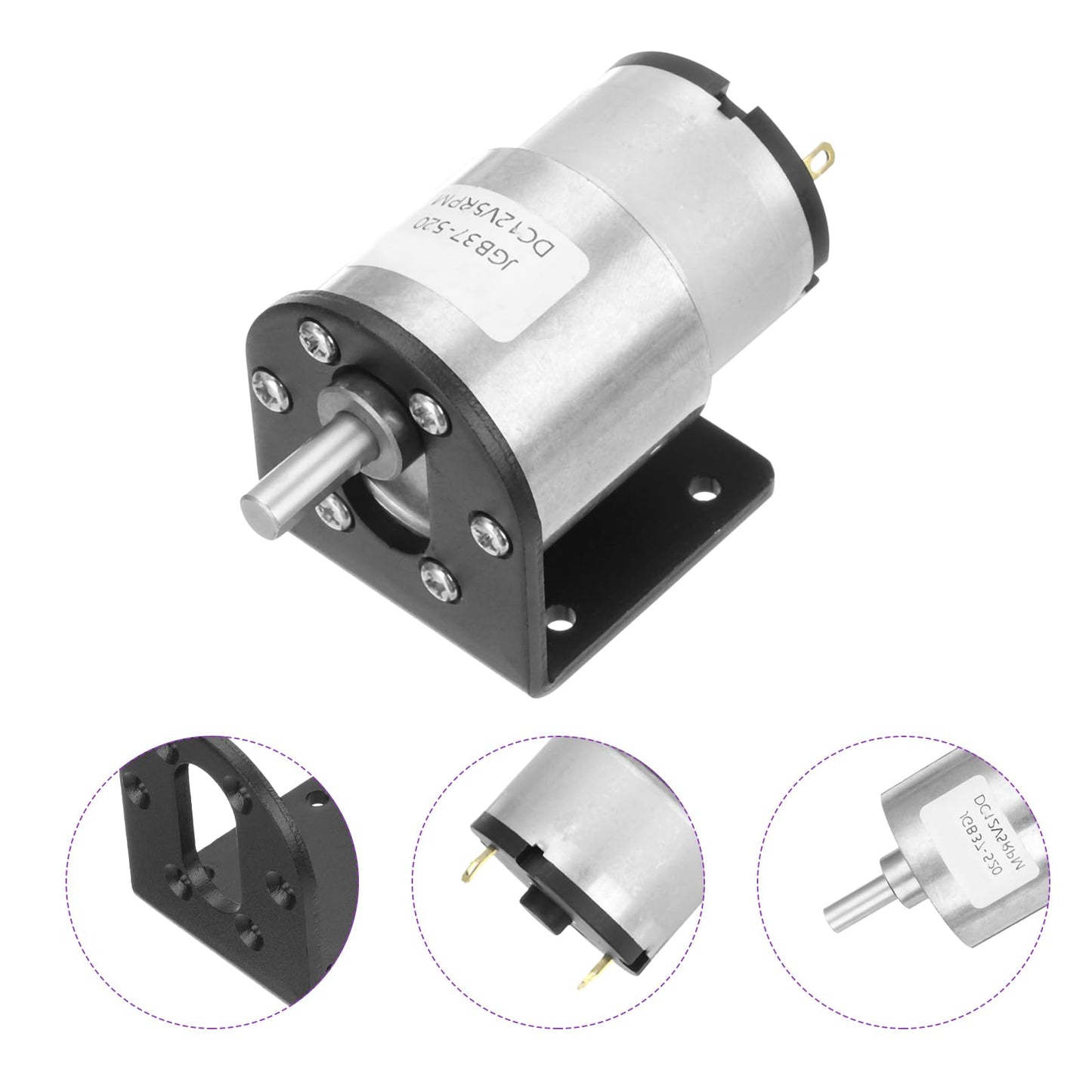 Dmiotech Micro Dc 12V 5Rpm Geared Motor With Bracket Gear Reduction Motors 37Mm Diameter Gearbox Micro Speed Reduction For Rc Ca