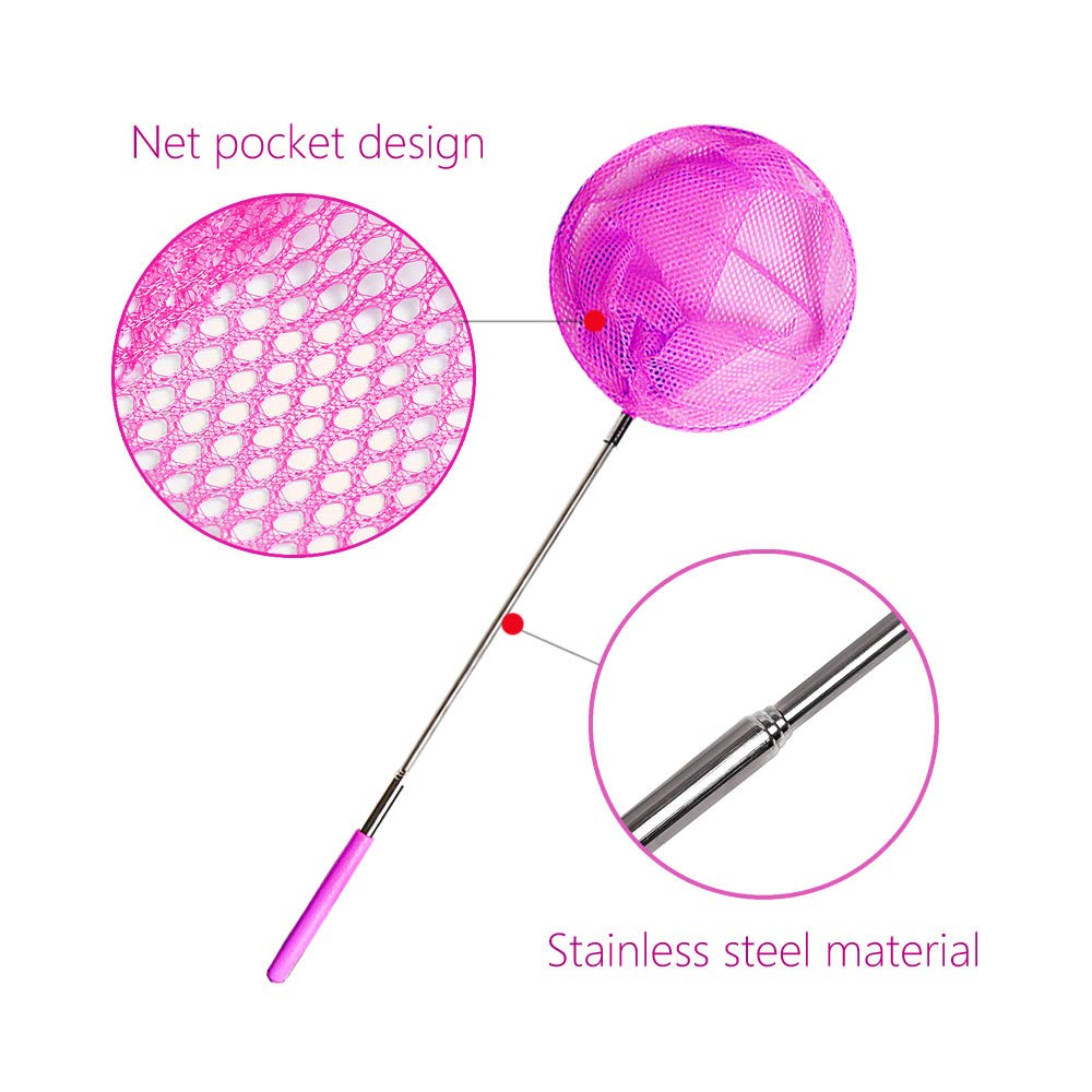 Tsyan Telescopic Butterfly Net, Perfect For Catching Bugs Insect Small Fish,Outdoor Tools Colorful Extendable Up To 34'' For Kid