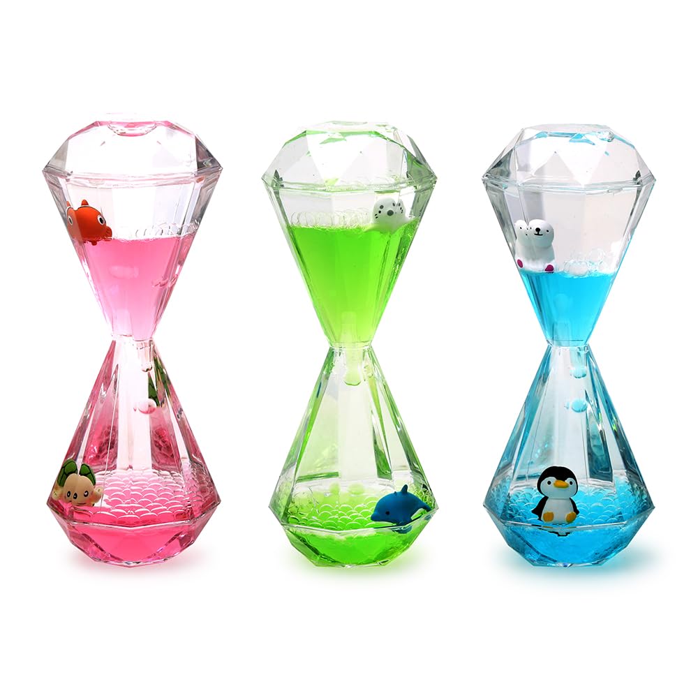Xinbaohong Liquid Motion Bubbler For Kids And Adults Hourglass Liquid Bubbler Timer For Sensory Play Fidget Toy Stress Management Desk Decor(Blue) (1 Blue+1 Pink+1 Green)