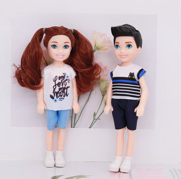 Lembani Mini Dolls Set - 10 Pieces (5 Boy & 5 Girl) - 5 Inch Plastic Dolls for Dollhouse - Kids Gifts - Model 011 - Multiple Colors
