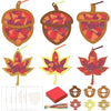 Zliisang 24PCS Make You Own Fall Crafts Kit Bulk Maple Leaf Acorn Paper Suncatchers DIY Kit for Autumn Thanksgiving Classroom Ac