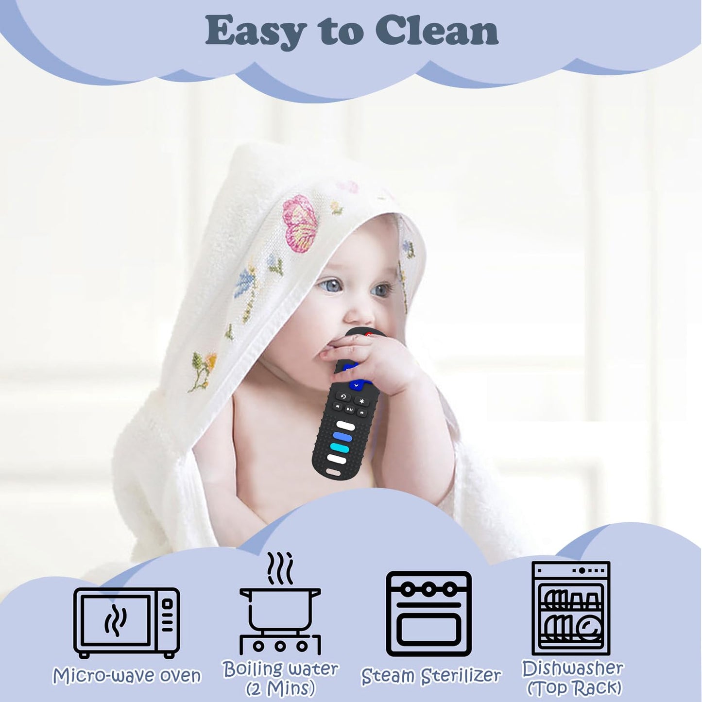 Yapromo Babay Teething Toys,Reomte Teether Toys, Silicone Chew Toy For Babies 18+ Months, Remote Control Shape Teething Toys, Early Educational Toy Bpa Free & Refrigerator Safe (Black&Beige)